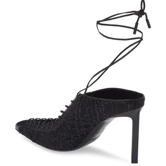 GIVENCHY pumps heels mule black lace size EU 37.5 lace-up pointed toe witchy new - Picture 3 of 15